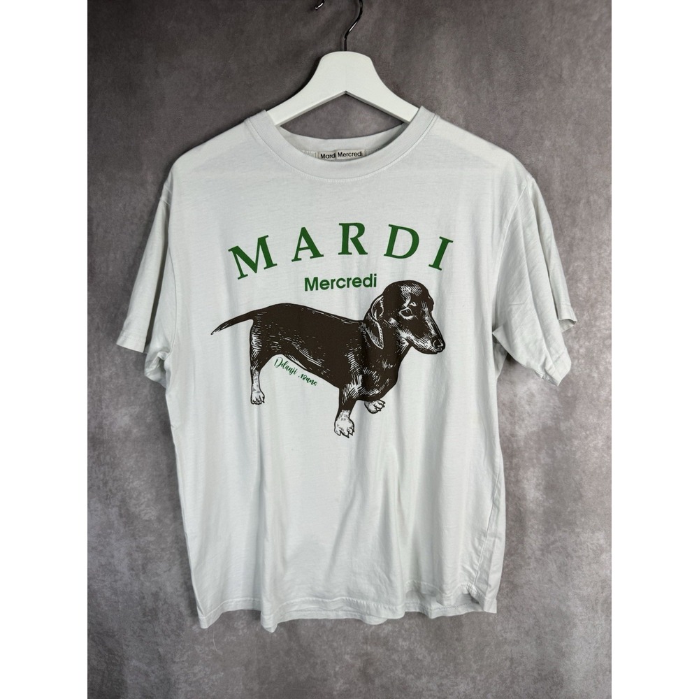 Mardi Mercredi Weiner Dachshund Dog Graphic Print T-Shirt In White One Size
